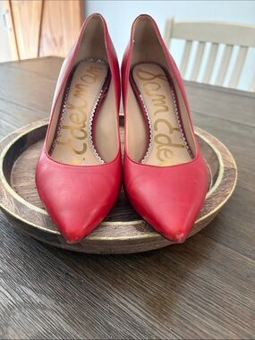 Sam Edelman Red Pointed Toe Leather Pumps